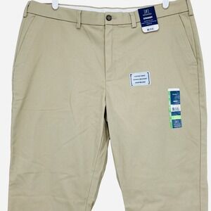 GEORGE Mens Chino Beige Pants 40x32 Straight Wrinkle Resistant Comfort Waist NWT